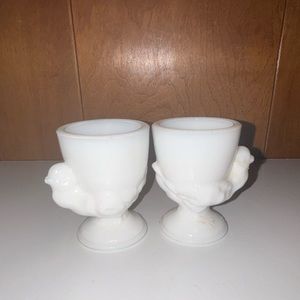 vintage milk glass egg cups (pair of 2)